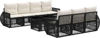 vidaXL Conjunto De Sof&aacute;s De Jard&iacute;n 8 Uds. Negro Y Blanco Crema Vidaxl