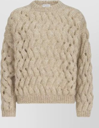Brunello Cucinelli mohair blend sequin cable knit sweater