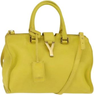 Saint Laurent Pre-owned Vintage Handtas - Dames - Vintage Handtas - Geel - ONE Size - Leer - Vintage