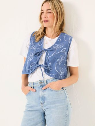 Fat Face FatFace Beth Indigo Blue Printed Waistcoat