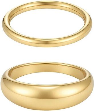 Adornia Adornia Tarnish Resistant 18K Plated Chunky Dome Ring Set