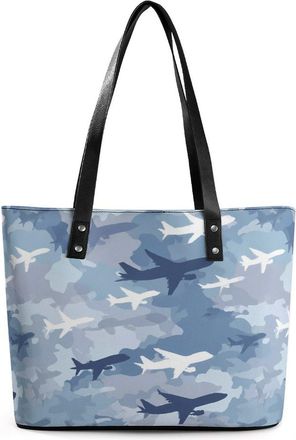 Generic Camouflage Airplane Print Tote Bags for Women Cute Shoulder Purses Handbags