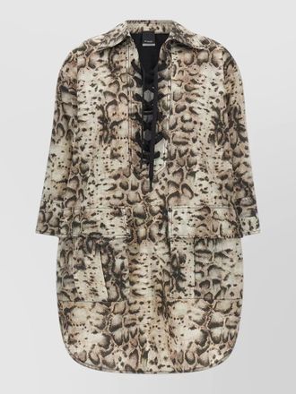 Pinko snake-print cotton mini shirt dress