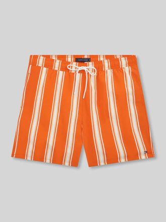 Tommy Hilfiger Regular Fit Badeshorts mit Allover-Muster in Orange, Gr&ouml;&szlig;e XXL