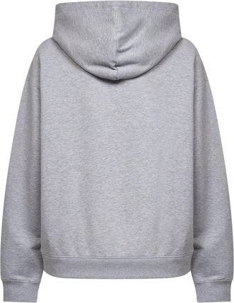 Gucci Womens Cotton Hoodie With Pleated Insert Grey Sweatshirts Sweater