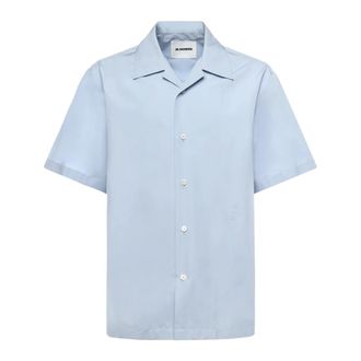 Jil Sander Short Sleeve Shirts, male, Blue, Size: XL Cotton Poplin Shirt