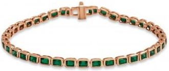 Allurez Emerald Cut Tzavorite Garnet Tennis Bracelet 14K Rose Gold (8.58ct)