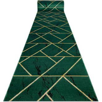 RugsX Alfombra De Pasillo Emerald Exclusivo 1012 Glamour, Elegante M&aacute;rmol, Geom&eacute;trico Botella Verde / Oro 100 Cm Green 100x270 Cm