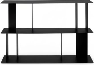 MondoViro Librer&iacute;a negra de tres estantes, 130x40 cm, 85h