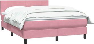 vidaXL Cama Box Spring Con Colch&oacute;n Terciopelo Rosa 160x220 Cm Vidaxl