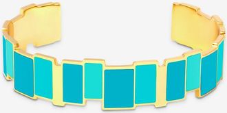 Bangle Up Emaillierter goldener Armreif In&egrave;s Multicolore - Bleu Turquoise - 15 mm