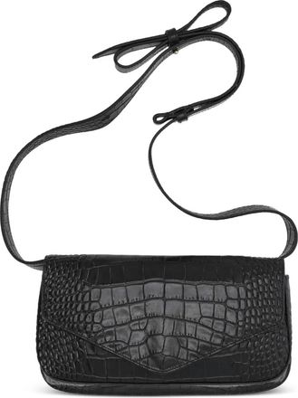 Micoli Borsa a tracolla con effetto coccodrillo - Nero