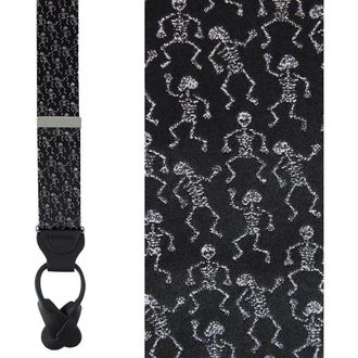 Trafalgar Store Big and Tall Davy Bones the Dancing Skeleton Silk Button End Suspenders in Black at Nordstrom, Size One Size Big