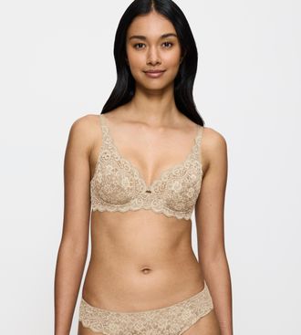 Triumph B&uuml;gel-BH TRIUMPH Amourette, Damen, Gr. 100, Cup D, beige, Spitze, Obermaterial: 62% Polyamid, 24% Elasthan, 8% Lyocell, 6% Polyester, unifarben, BHs B