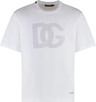 Dolce & Gabbana Tops, Heren, Wit, M, Katoen, Cotton T-shirt met ronde hals