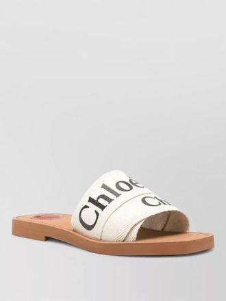 Chlo&eacute; woody flat sole open toe slides
