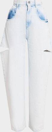 Maison Margiela Cutout Bleached Barrel-Leg Jeans