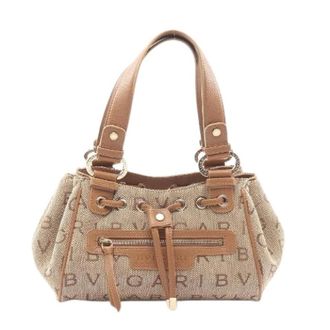 Bulgari Pre-owned Handbags, female, Beige, Size: ONE SIZE Pre-owned Logo Mania Maxi Lettere Canvas Leather Handbag