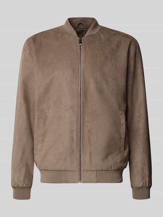 Only & Sons Regular Fit Bomberjacke in Lederoptik Modell LUCAS in Taupe, Gr&ouml;&szlig;e XXL