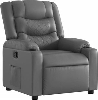 vidaXL Sill&oacute;n Reclinable De Cuero Sint&eacute;tico Gris Vidaxl