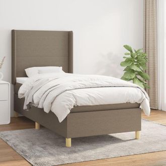 vidaXL Cama Box Spring Con Colch&oacute;n Tela Gris Taupe 80x200 Cm Vidaxl