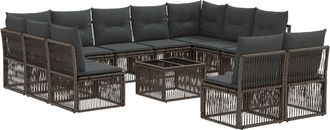 vidaXL Conjunto De Sof&aacute;s De Jard&iacute;n 12 Uds. Gris Rat&aacute;n Sint&eacute;tico Vidaxl