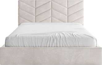 VENTE-UNIQUE.COM Cama con canap&eacute; abatible poli&eacute;ster crema 160 x 200 cm