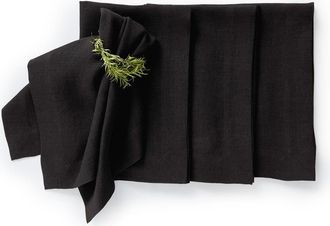 Solino Home Linen Dinner Napkins Set of 4, 20 x 20 Inch for Dining Table, Holiday and Everyday Table Decor - Sonoma in Black at Nordstrom, Size Large
