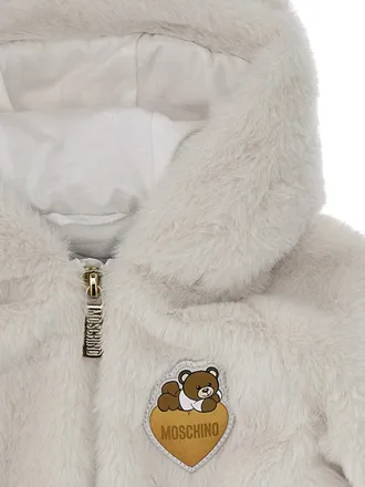Moschino Hooded Plush Teddy Jacket - White