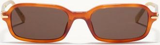 Valentino Rectangular Acetate Eyewear unisex IVORY/BLACK/BROWN 52