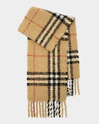 Burberry Check Alpaca Wool Blend Boucl&eacute; Scarf