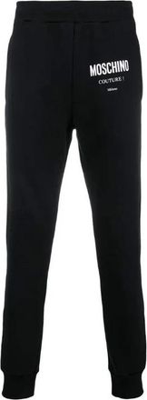 Moschino Zwarte Couture Katoenen Broek met Logo - Heren - Sweatpants - Zwart - XL - Katoen - Broeken