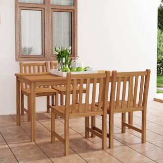 Berkfield Home 5 Piece Garden Dining Set Solid Teak Wood in Brown