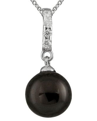 Splendid Pearls Silver 10Mm Pearl Cz Pendant