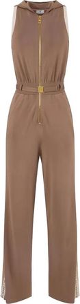 Elisabetta Franchi Jumpsuit met capuchon en ceintuur - Bruin