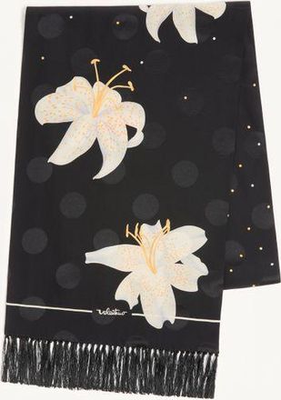 Valentino Garavani Sciarpa Apres LHiverlilium In Seta Donna NERO/BURRO UNI