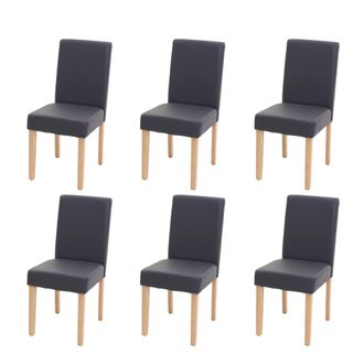 Hhg Hhg - Nunca Usado] Lote De 6 Sillas De Comedor Silla De Cocina Littau, Polipiel, Gris Mate, Patas Claras