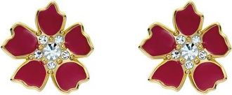 Ted Baker Petinna Painted Flower Stud Earrings in Gold Tone /Raspberry /Clear at Nordstrom