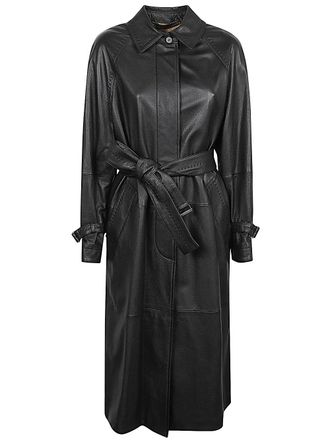 Max Mara Womens Leather Trench Coat - Black - Size EU 40 (Womens)