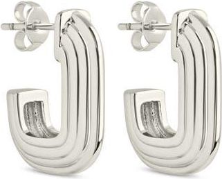 Sterling Forever Briella Rib Hoop Earrings in Silver at Nordstrom Rack