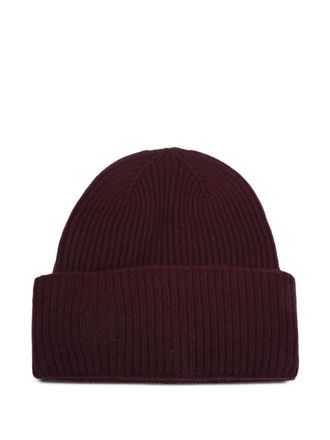 Max Mara ribbed logo beanie - women - Fabric - One Size - Red