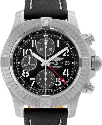 Breitling Pre-owned Breitling Avenger Chronograph GMT Automatic Chronometer Black Dial Mens Watch A24315