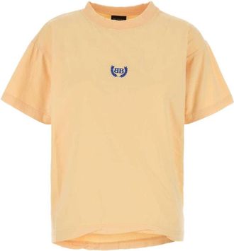 Balenciaga Logo Geborduurd Katoenen T-Shirt - Dames - T-shirts - Oranje - S - Katoen - Tops