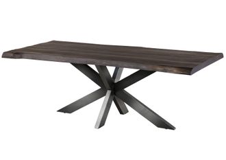 Massivmoebel24 Freeform 5 Tavolo Da Pranzo In Legno Di Mango - Verniciato Grigio / Gambe Incrociate Antracite Lucido 220x100