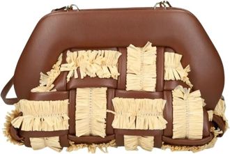 Themoir&egrave; Bios Medium Intreccio Rafia - Dames - Schoudertassen - Bruin - ONE Size - Tassen