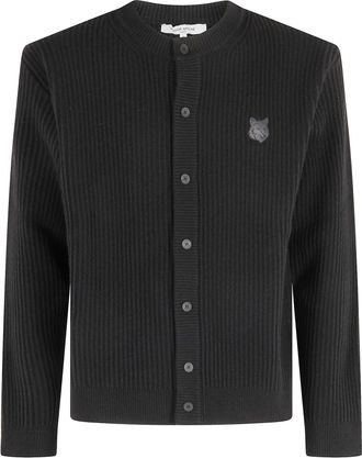 Maison Kitsuné Fox Head Wool Ribbed Cardigan