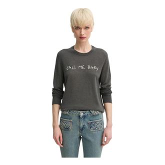 Zadig&Voltaire Truien & Vesten, Dames, Grijs, L, Kasjmier, Geborduineerde Kasjmier Trui