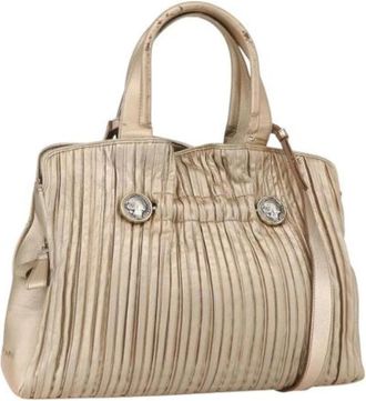 Bulgari Pre-owned Handbag - Dames - Vintage Handtas - Beige - ONE Size - Leer - Vintage