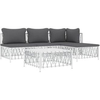 vidaXL Juego De Muebles De Jard&iacute;n 5 Piezas Y Cojines Acero Blanco Vidaxl
