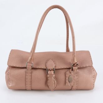 Fendi Pink Beige Leather Handbag Shoulder Bag Tote Bag (Pre-Owned)